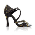Evkoodance High Heel Ballroom Dance Shoes for Women New Brand Black Glitter Latin Salsa 3504 Rhinestone Zapatos De Baile