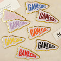 Fashion Garment Accessories Eco-Friendly PVC Gold Glitter Border Iron on Embroidery Game Day Patches