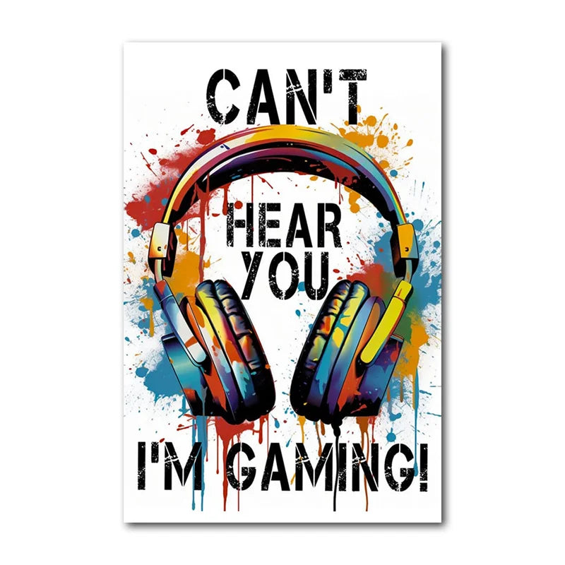 Wholesale Can't Hear You I'm Gaming Printed Canvas Painting Home Hotel Decoration