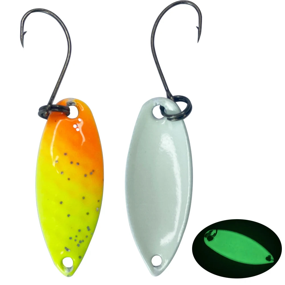 Newbility 3cm 2.5g UV Fishing Spoons Trout Lures Metal Bait Artificial Bass Hard Sequin Paillette Metal Steel Hook Tackle Lures