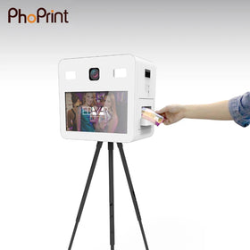 2024 Phoprint Photo Booth Machine Kiosk With LED Lighting and Built-in Printer