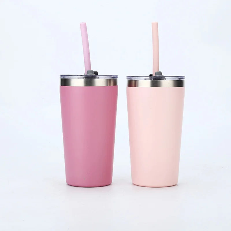 FX Factory Hot Sale 12oz Car Water Bottle Stainless Steel Double Wall Leak-Proof BPA Free Straw Outdoor Self-traveling 12-24hr