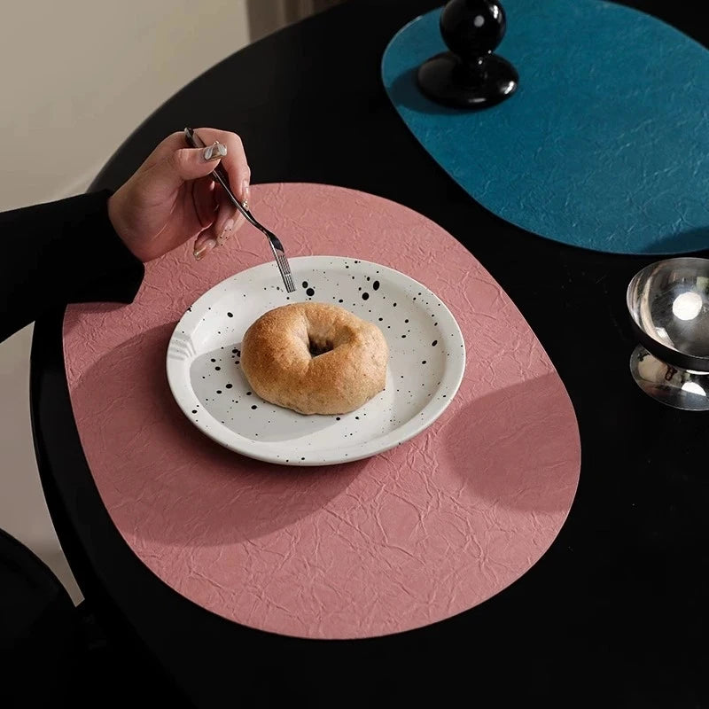 Wholesale Soft Oval PU Leather Waterproof Anti-oil Dining Table Mat Decor Mat Heat Insulation Placemats