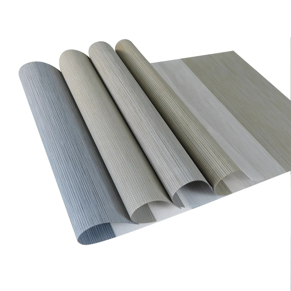 Ready Stock Polyester Textile Combi Solid Color Roller Blinds Blackout Window Yarn Dye Zebra Blind Fabric Made in China