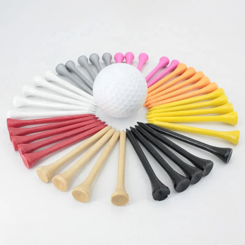 Wholesale OEM Custom Logo 42mm/54mm/83mm Professional Various Multiple Color Bamboo Rubber Wooden Plastic Golf Tees