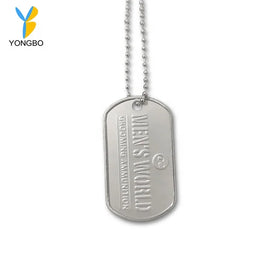 Custom Embossed Dog Tags Necklace ID Name Tag Necklace Ball Chain 76cm