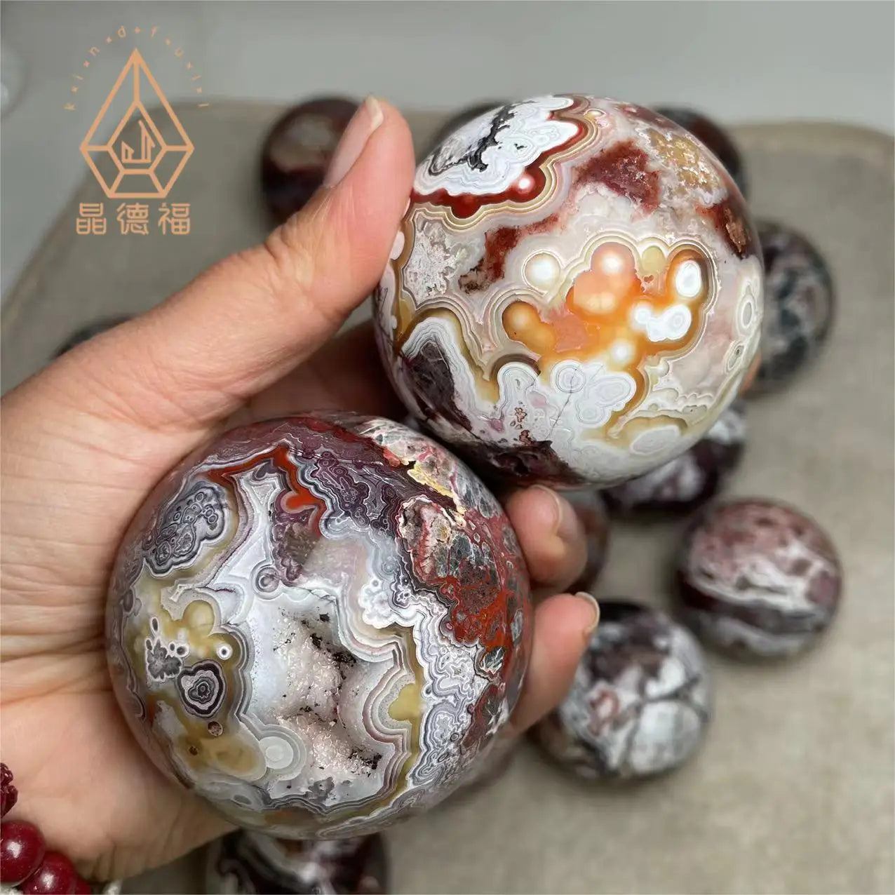 Crazy Lace Agate Sphere Wholesale Natural Crystal Stone Mexico Agate Sphere Crystal Balls for Healing