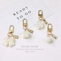 Wholesale Vintage Pearl Keychains Elegant Roses Bow Pearl Keyring for Women Girls Handbag Headphone Case Accessories