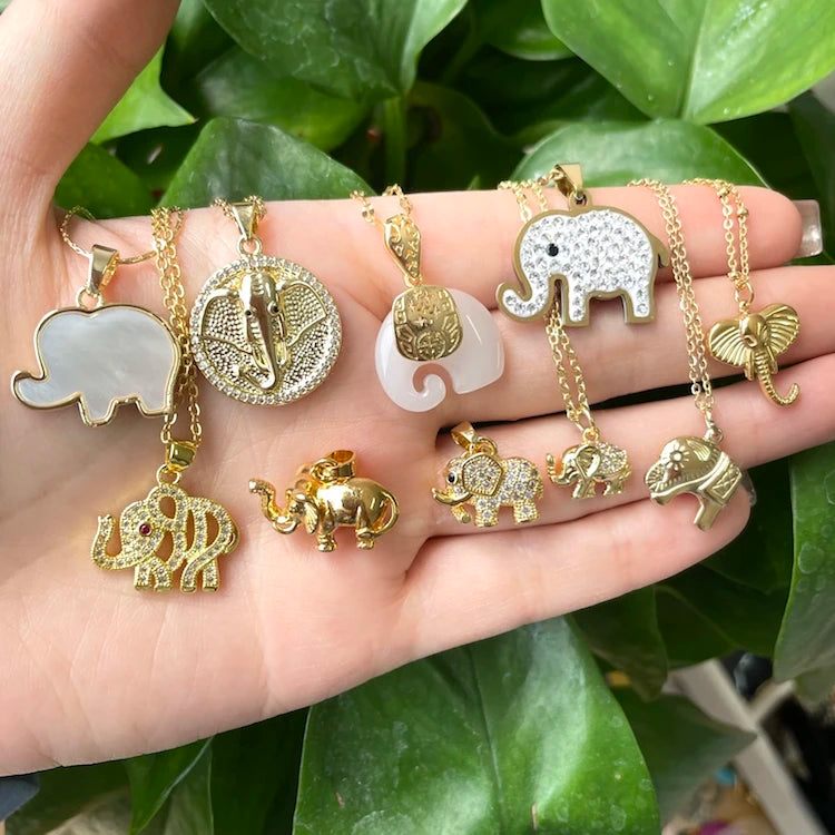 Jialin Jewelry 2022 Ins Fashion 18k Gold Plated Elephant Pendant Necklace Sets