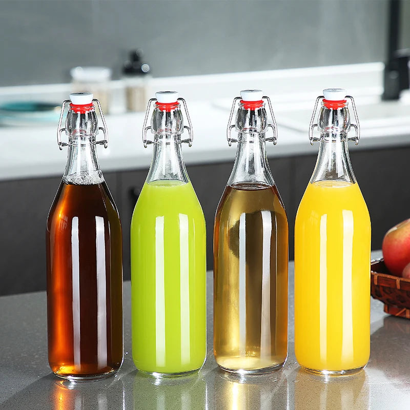 Eco-friendly 250ml 500ml 750ml 1000ml Bottle for Beer Energy Drinks Glass Water Bottle with Swing Top Cap
