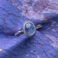 Wholesale Price Fashion Jewelry Natural  Aquamarine Gemstone Handmade 925 Sterling Silver Band Rings for Women