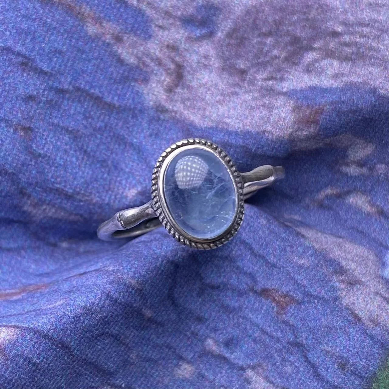 Wholesale Price Fashion Jewelry Natural  Aquamarine Gemstone Handmade 925 Sterling Silver Band Rings for Women