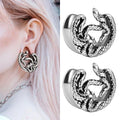 Evorte New Design Unisex Ear Saddle Gauged Earrings Medusa 316L Surgical Steel Tunnel Stretching Jewelry for Wedding Engagement