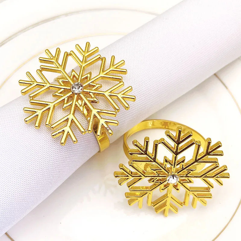 Luxury Metal Napkin Holder With Rhinestone Snowflake Fashion Table Accessories for Wedding Christmas Party Serviette Decoration