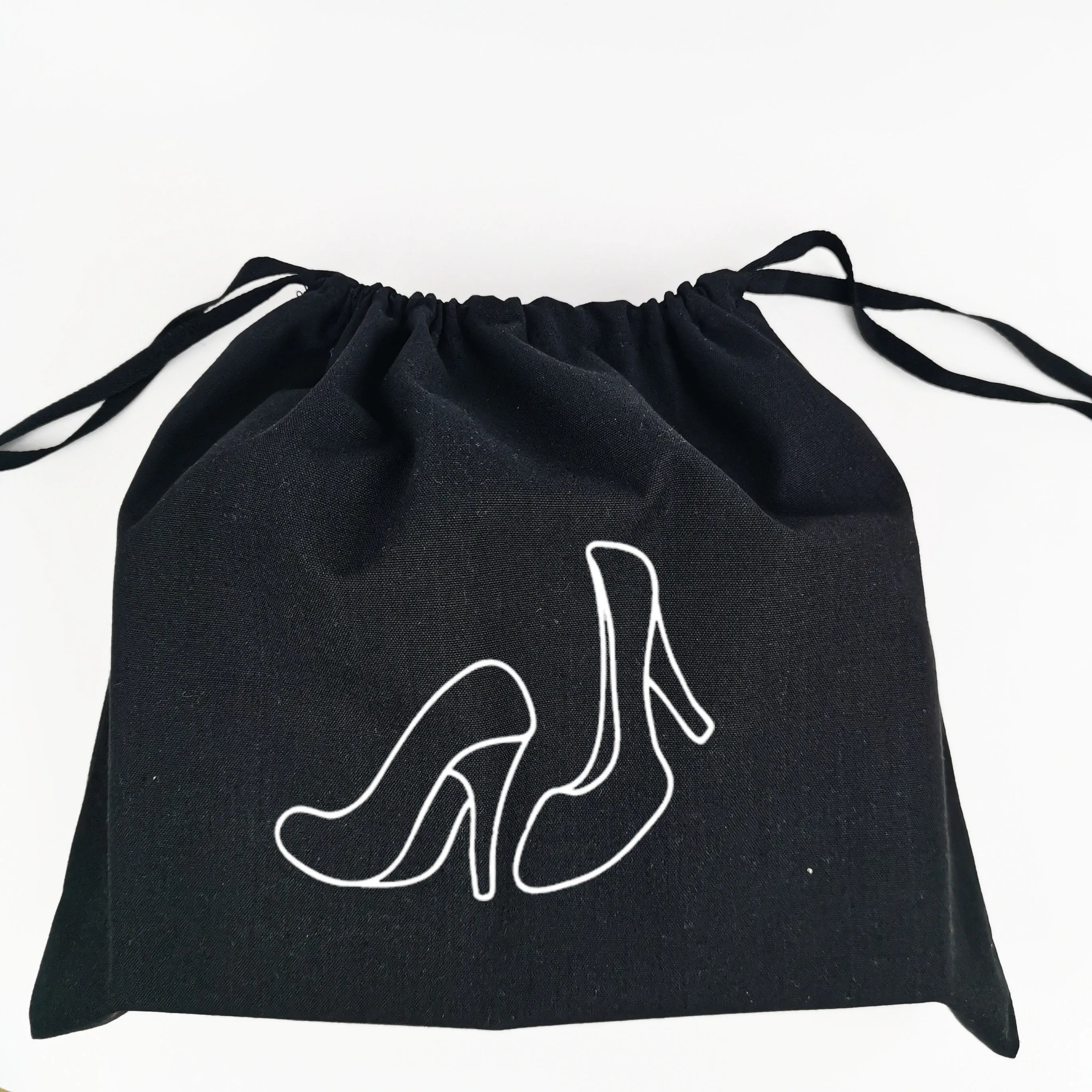 Wholesale Black Cotton Canvas Drawstring Dust Bags for Shoe Hats Packaging Storage Drawstring Pouch With Logo