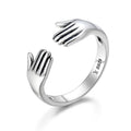 New Arrival 925 Sterling Silver Double Layer Give Me a Hug Hand Open Finger Rings
