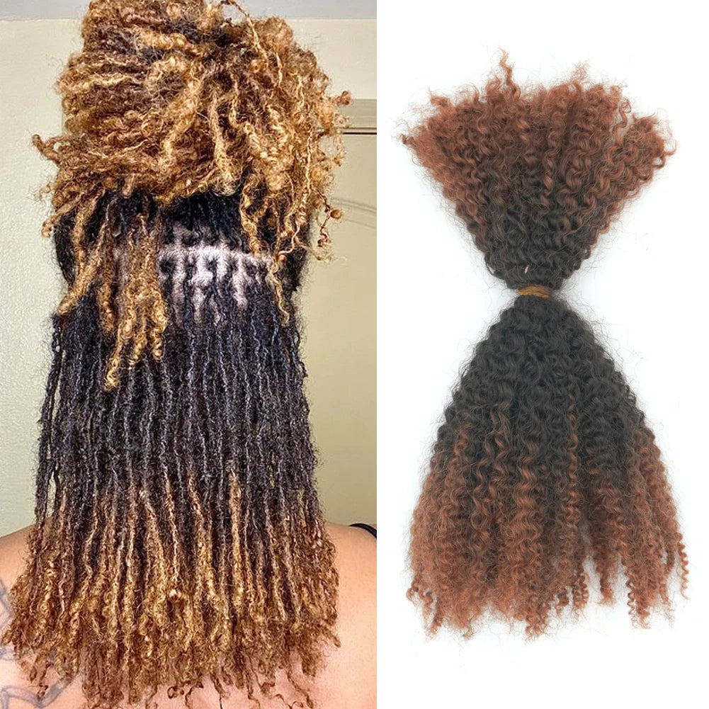 KAMA Remy Human Hair Afro Kinky Curl Bulk Braiding Hair Extension 50g Machine Double Weft All Colors for Dreadlocs Twists Braids