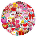 50Pcs I Love You Valentines Day Red Heart Label Stickers for Hydro Flask Cup Bottle Phone Suitcase Guitar Diy Stickers