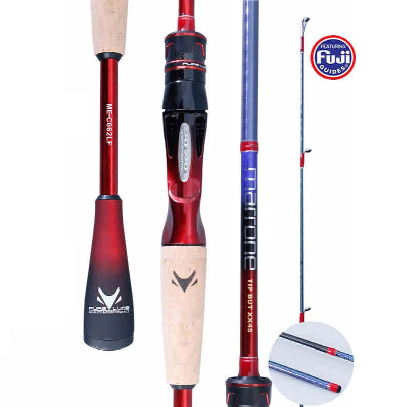 PURE LURE Wholesale 2 Sections High Carbon 6'6" 7' 7'6" 8" 8'6"  Fuji Guides Spinning Fishing Rod