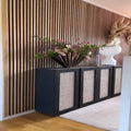 Natural Walnut Slat Wood Wall Panels Soundproofing Grooved Wooden Acoustic Wall Panel