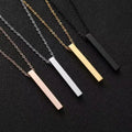 Personalized Custom Name Blank Long Strip Pendant Necklace Stainless Steel Gold Rose Gold Text Logo Trendy Women's Necklaces