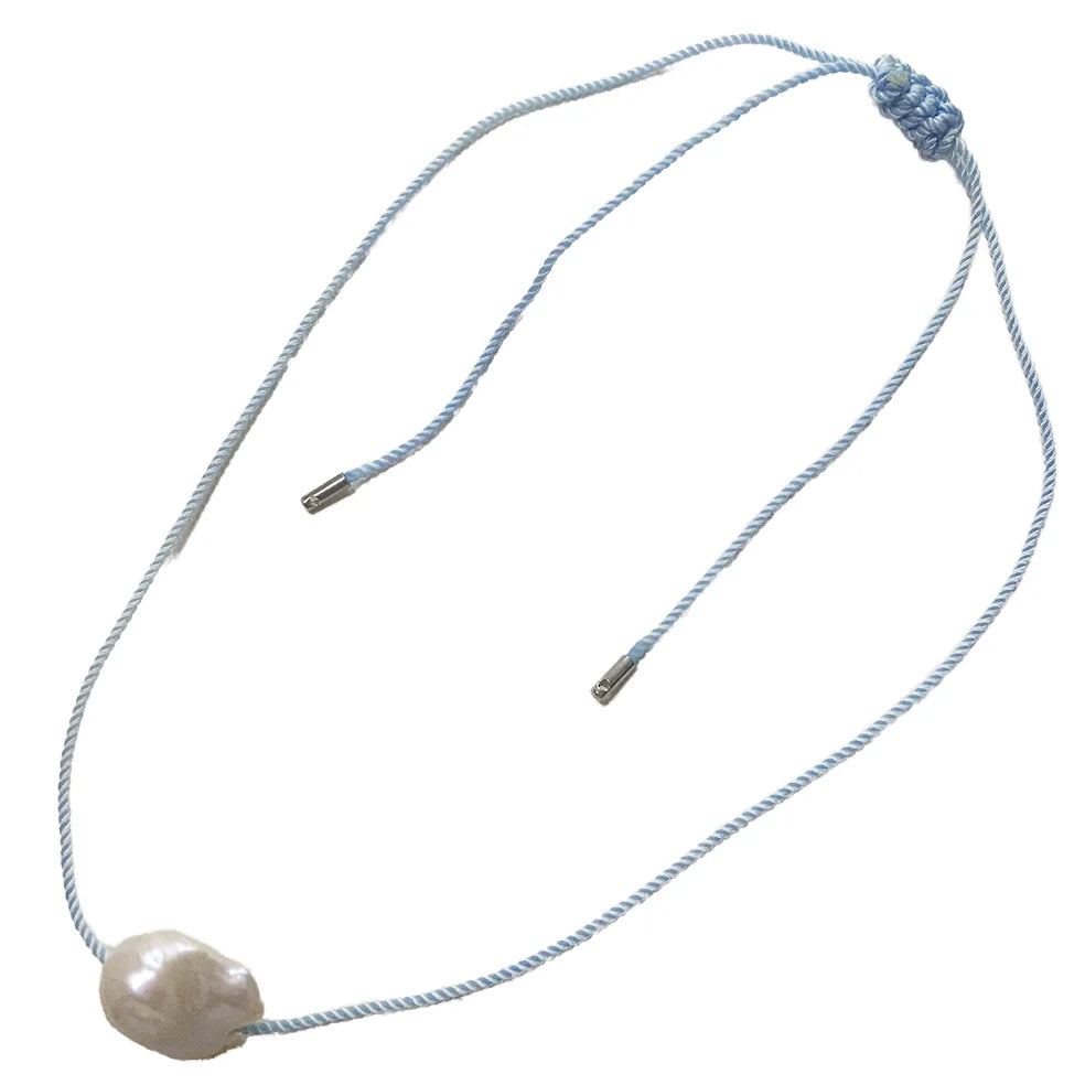 AAA Nature Baroque Freshwater Pearl Necklace 65 cm Long Adjustable Choker with 13-19 mm PEARL Nylon Cord