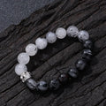 VEROMCA Hot Selling Hollow Heart Stainless Steel Bracelet for Women Black and White Beads Natural Crystal Bracelet Jewelry