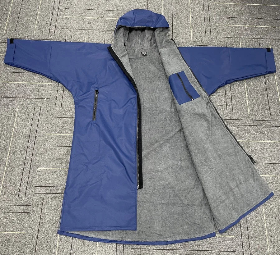 Adults and Kids Waterproof Changing Robe Long Sleeve Warm Swim Parka Robe with Hood