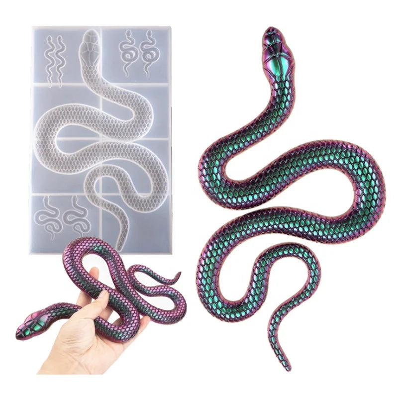 Large Snake Epoxy Resin Mold for Wall Hanging 6 Cavity Small Serpent Silicone Mold for Keychain Earring