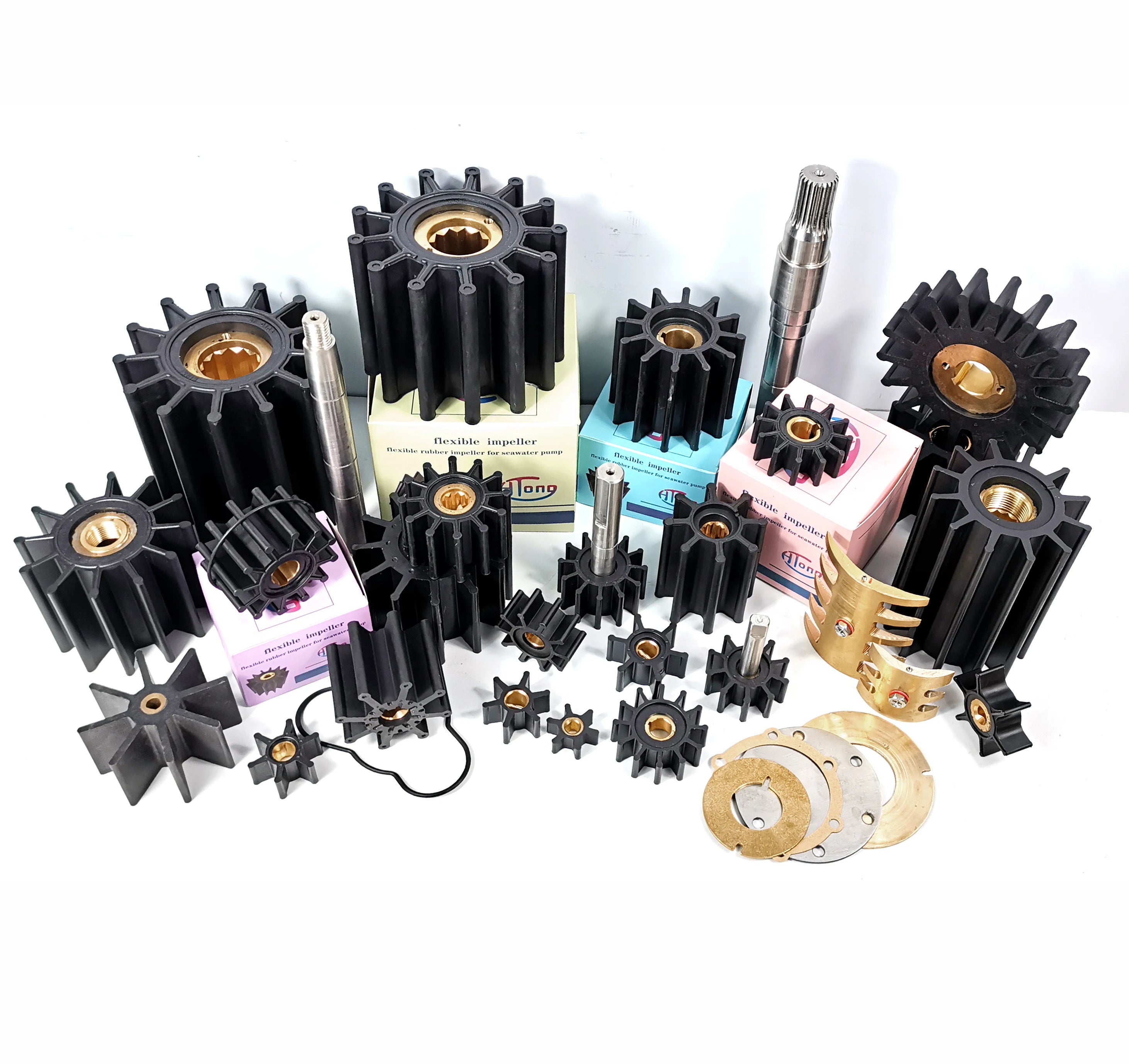 Kashiyama Closed Neoprene/Brass Sea Water Pump Impeller Straight Blade Powder Coating OEM Support for Boats Accessories