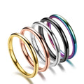 Minimalist Delicate Women's Rose Gold Plated 18K Gold Stainless Steel Thin FingerTail Rings 2mm Width Classic Wedding Engagement