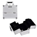 Professional Cosmetic Train Case 4 Trays Portable Aluminium Vanity Box Beauty Organizer Lockable Makeup Suitcase Nail Cases Open