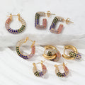 JLE0223 Luxury 18k PVD Gold Plated 2023 New Spring & Summer Colorful Crystal Cubic Zirconia Stainless Steel Hoop Earring
