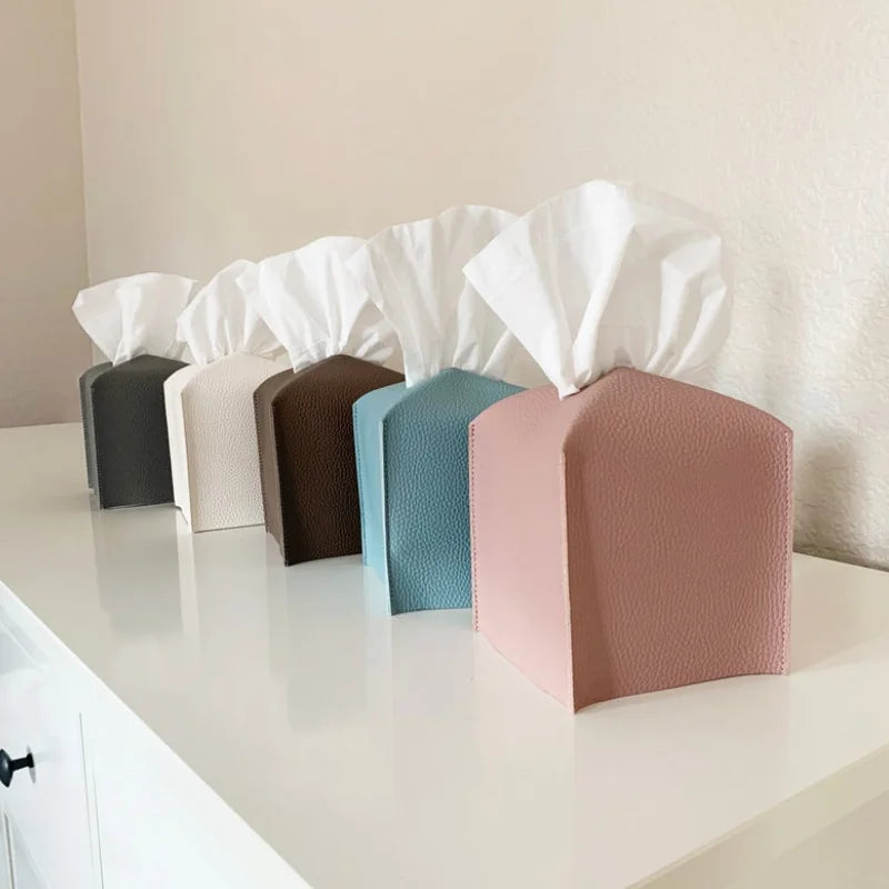 Modern PU Leather Square Tissue Box Holder Home Decor Tissue Box Cover Tissue Paper Napkin Holder Box