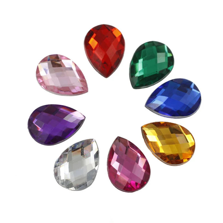 13*18mm Teardrop Shape Crystal Acrylic Rhinestones Flatback Sew-on Stones for Clothing & Dress Decorations