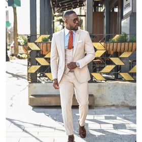 New Men's Suit 3 Pieces Blazer Vest Pants One Button Formal Work Wear Wedding Groom Formal Tailored Costume Homme