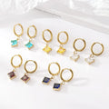 Wholesale Stainless Steel Square Zircon Earrings Colorful Crystal Earrings Hoop Drop Gold Earrings for Women