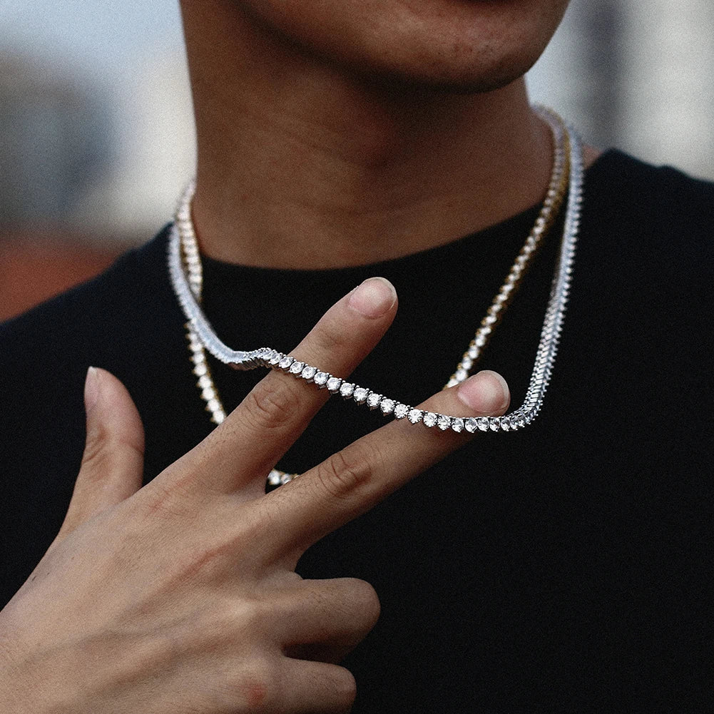 Gold Chain Tennis Diamond Design Cz Initial for 14K Hip Hop Women Jewelry