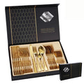 Luxury PVD Gold 24pcs Cutlery Set Stainless Steel Knife Fork Spoon Gold Flatware Set with case