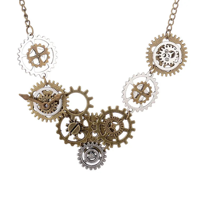 G1567 Vintage Watch Clock Clockwork Hand Gear Cog Steampunk Necklace