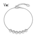Original 925 Silver Link Chain Bracelet with Round Disc Pieces Bracelet Adjustable for Girl