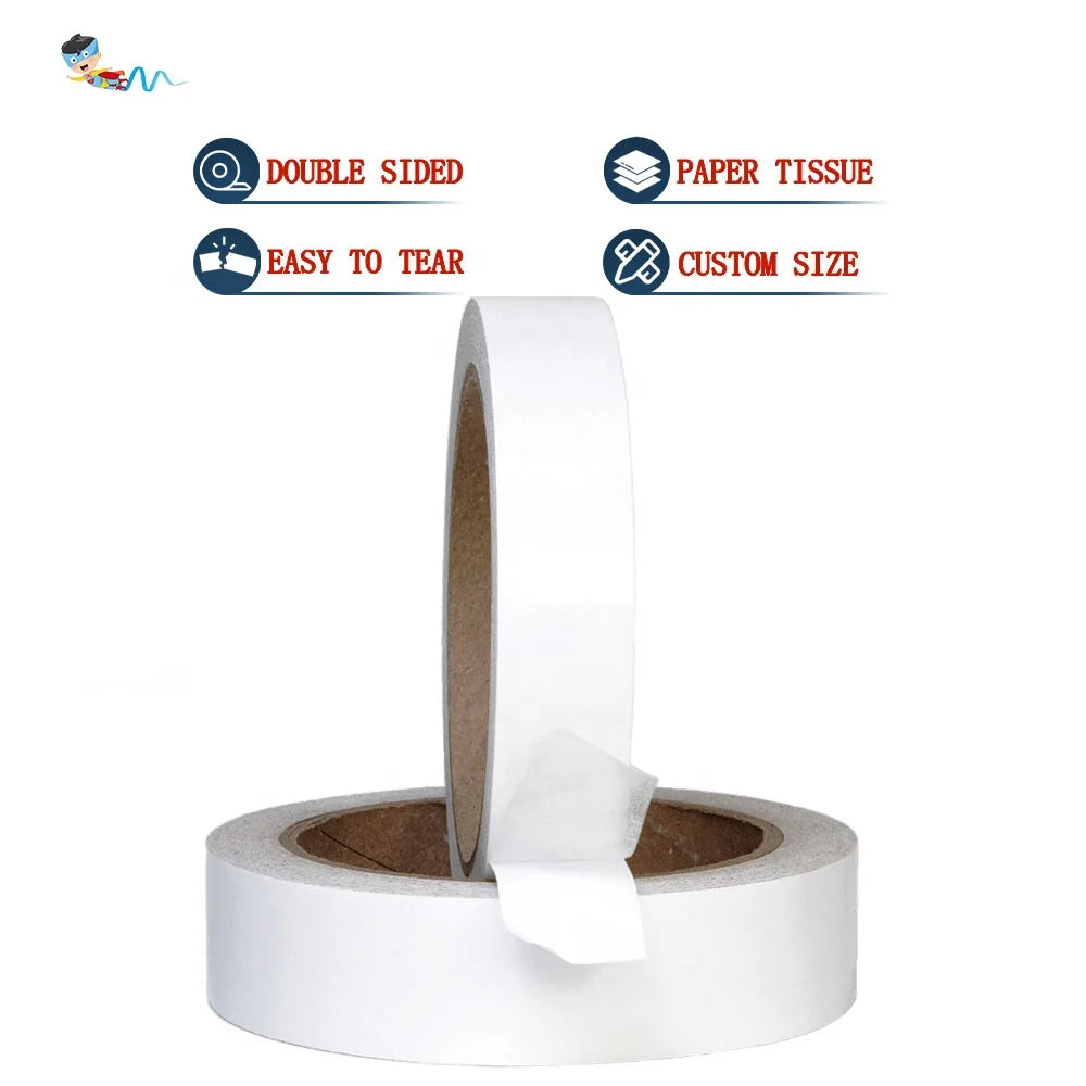 2- Recyclable High Viscosity Envelope Nonwoven Paper Base Double Sided Coated Hot Melt Oil Solvent Glue Tissue Adhesive Tape