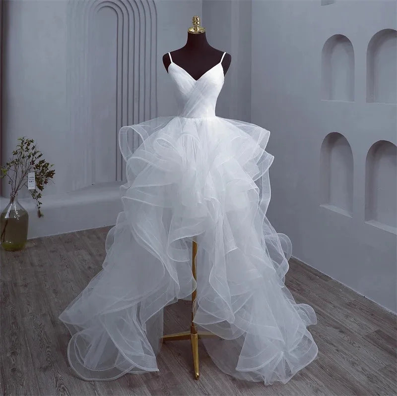 Short Front and Long Back Light Wedding Dress Princess Fluffy Trailing Cake Skirt Marriage Dress Wedding Dresses for Women
