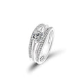Latest Design Silver Jewelry Cubic Zirconia Double Simple Ring