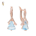 FJ Fallon Fashion Jewelry Gold Russian Lock Earrings Blue Triangle with PavÃ© Non-Tarnish Brass Based Ultra Pro