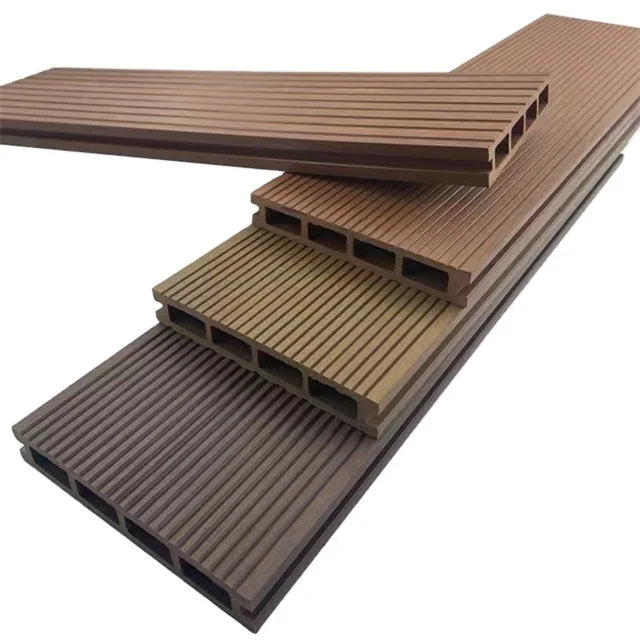 Outdoor Modern Waterproof Brushed Wood Plastic Composite Decking with Click Installation Co-Extrusion Technology China