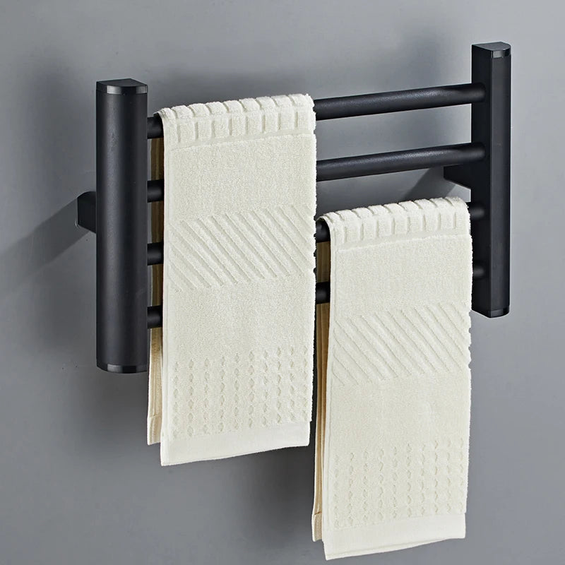 Black Wall Mounted Electric Radiator Dryer Heated Bathroom Accessories Towel Warmer Rack Feature Heater