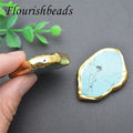 Wholesale Gold Plated Irregular Shape Freeform Blue Howlite Synthetic Turquoise Stone Slab Beads Foor DIY Necklace Making