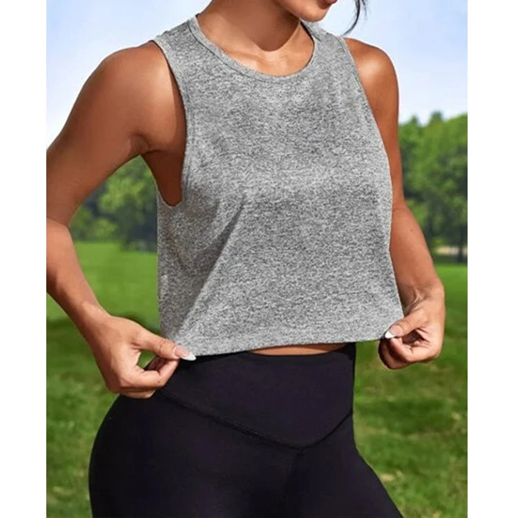 F230177 Custom Summer Sleeveless Irregular Hollow Out Skinny Gym Vest Crop Tops for Women Breathable Tank Top