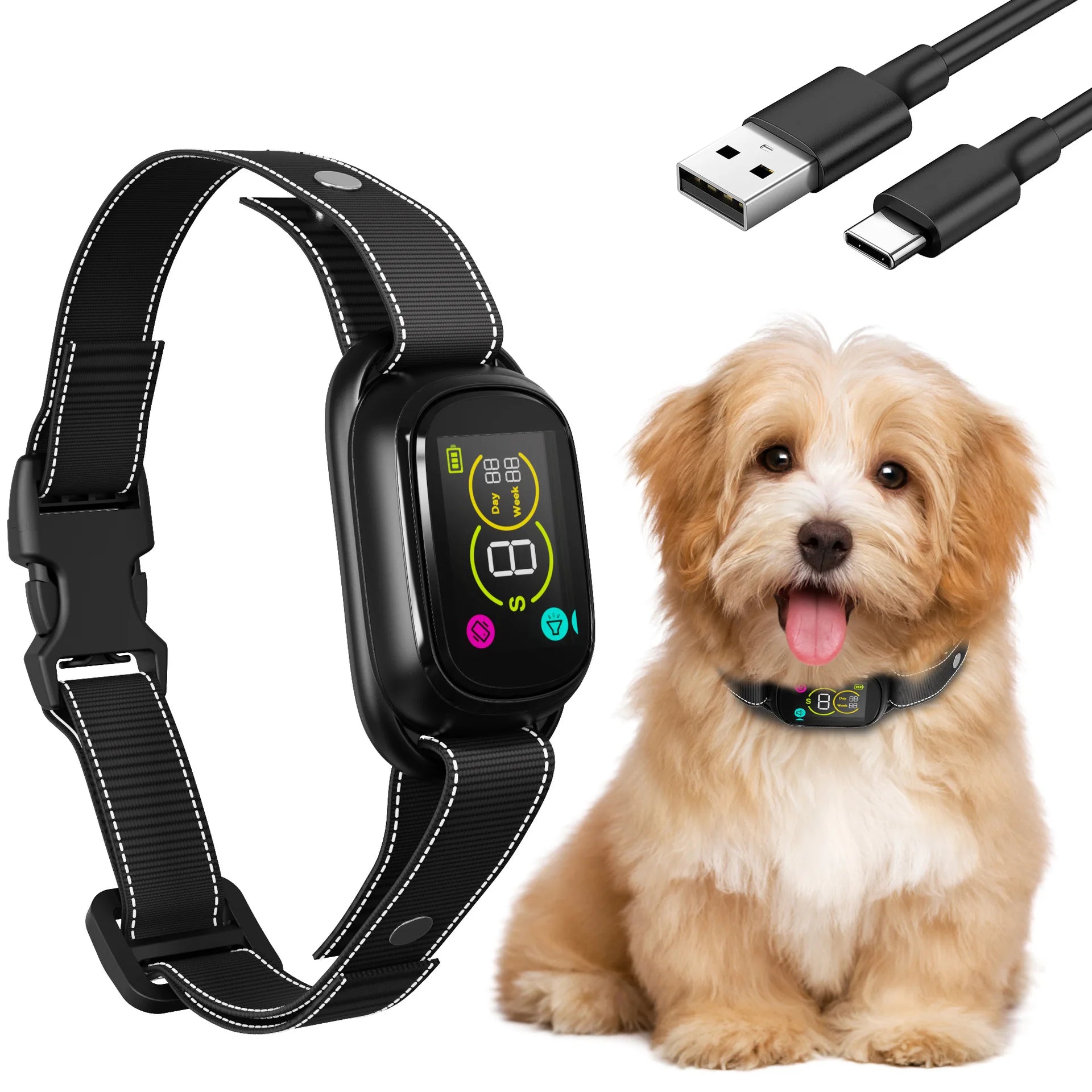 Smart Anti-interference Rechargeable Waterproof Training Dog Stop Barking Device Adjustable Strap No Shock Anti-Bark Dog Collar